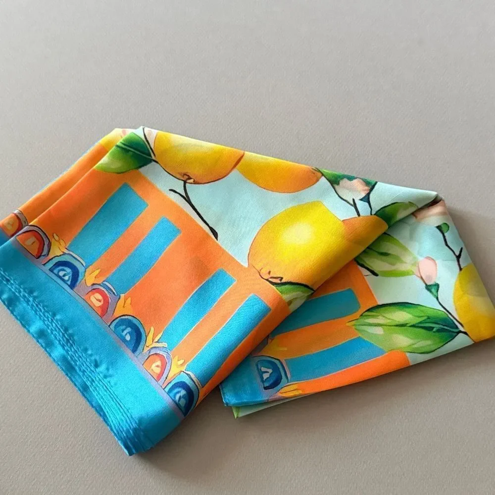 Lemon Scarf in Bright Blue & Orange A1563